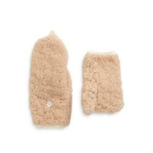 tucker + tate cream tan fuzzy unisex kids flip over mittens